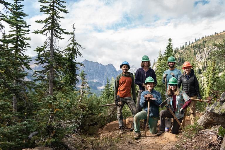 The inaugural Lost Trails Found crew on trail.