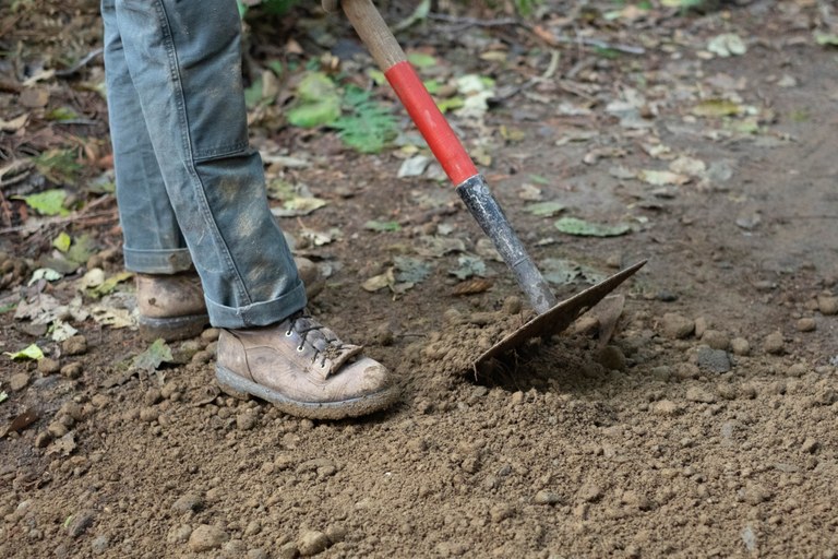 Working on trail tread. Photo by Erika Haugen-Goodman.  Working on trail tread. Photo by Erika Haugen-Goodman.