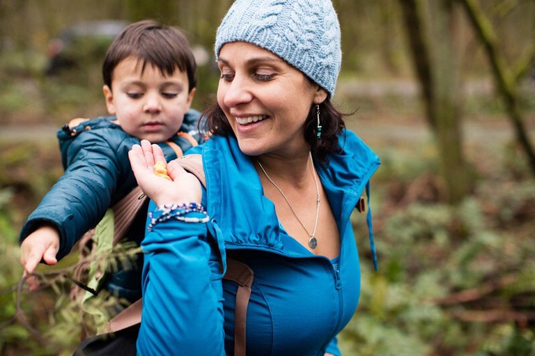 Mom and son hiking. Photo courtesy Shanti Hodges. 