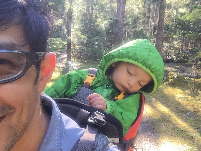Tired tots can get rest on hikes as long as you're willing to carry them. Photo by Ryan Ojerio. 