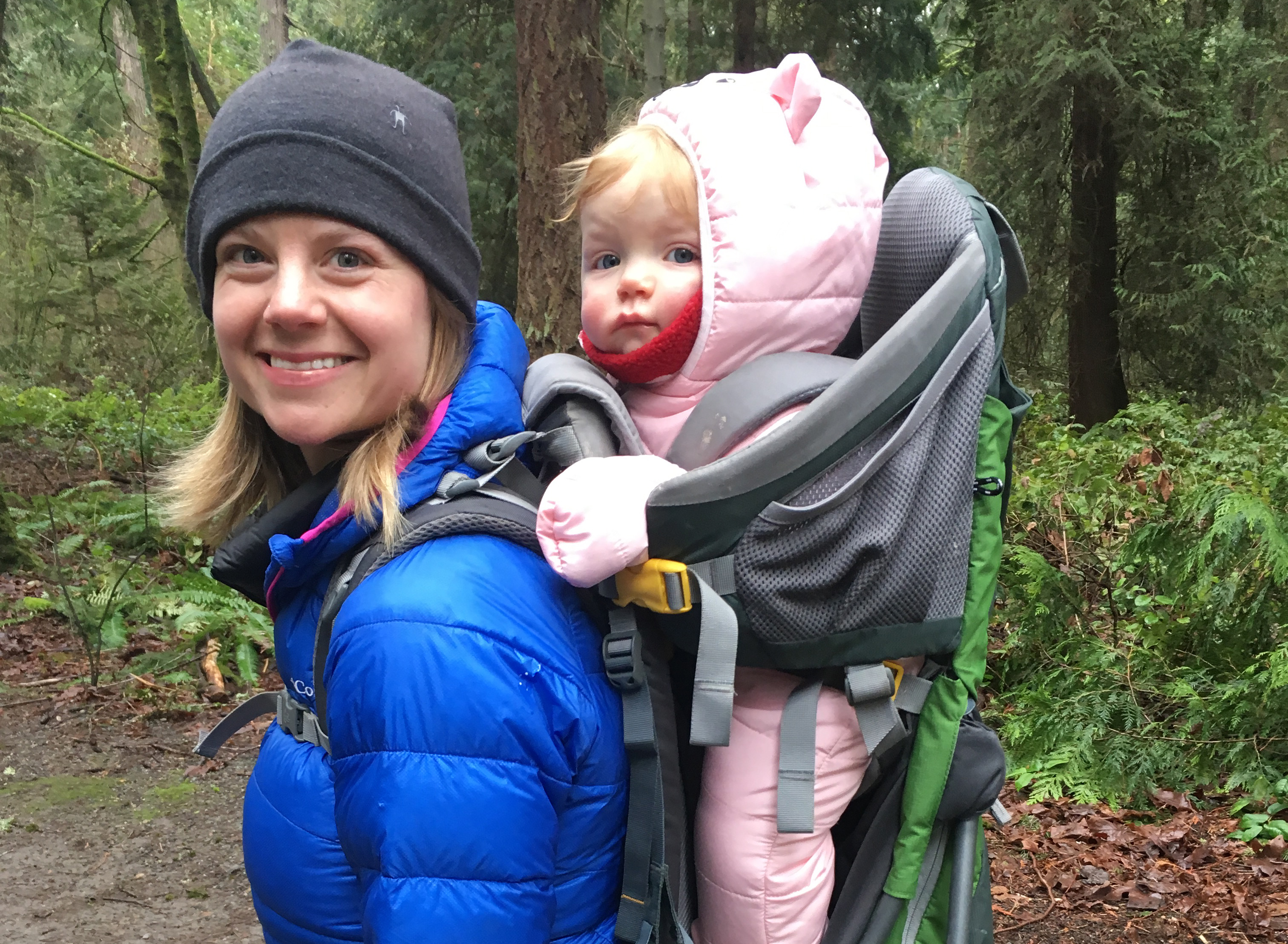 The author, with her baby on her back.