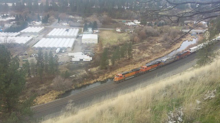 View of train from trail