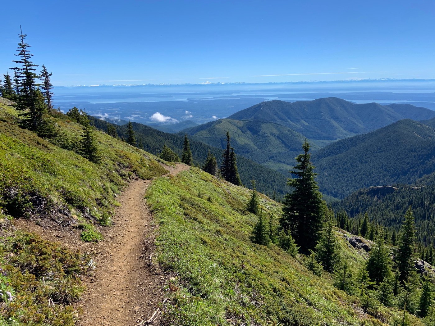 Mountain view with water in distance.