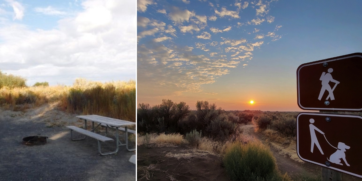 campsite and trail. Photos by Washington State Park and Paula Zanter-Stout 