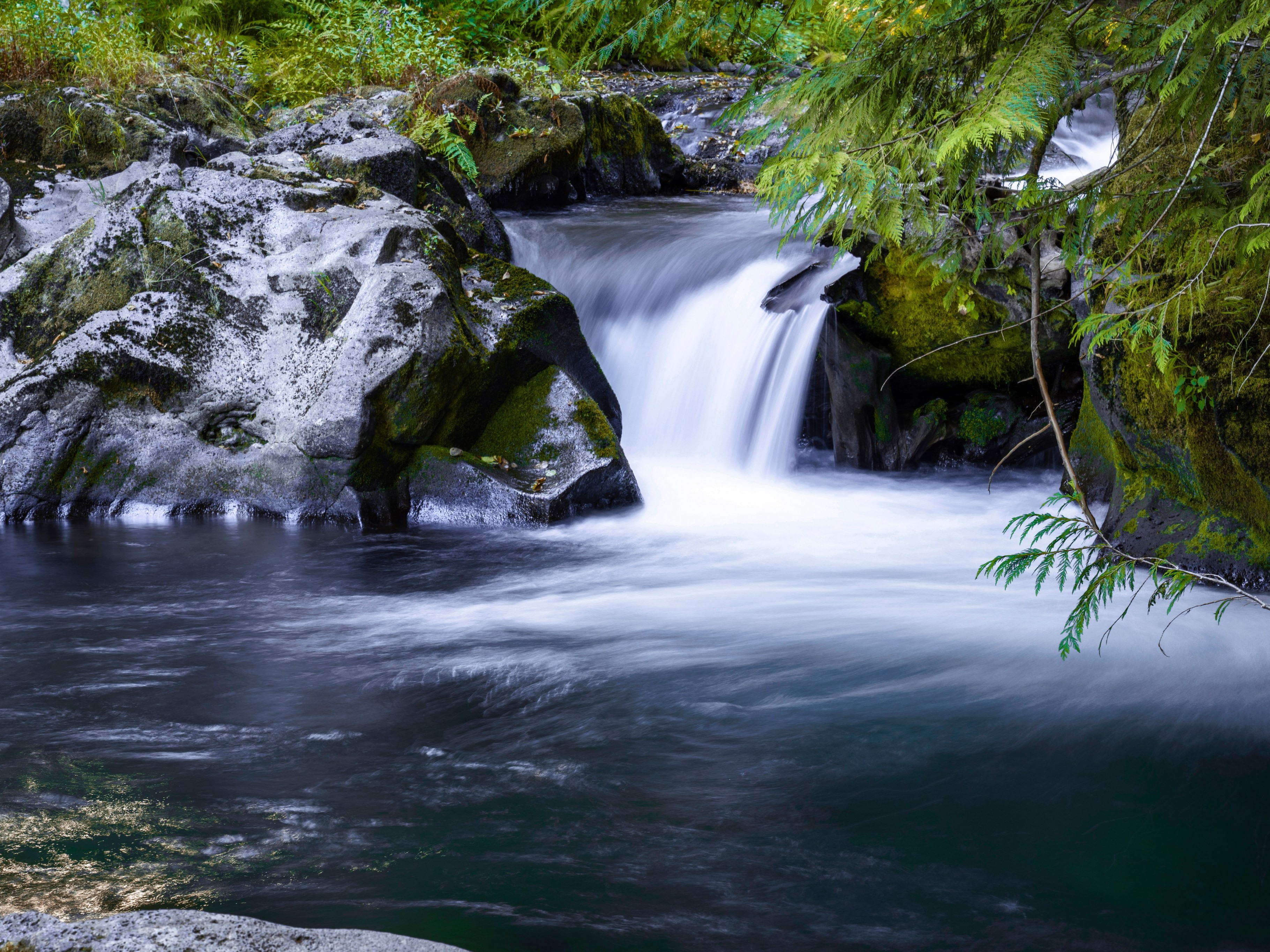 A long-exposure shot of the Kalama River Falls. Photo by trip reporter Cyann100.