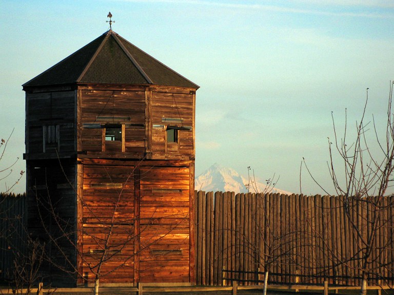 A old fort lookout and fence. 