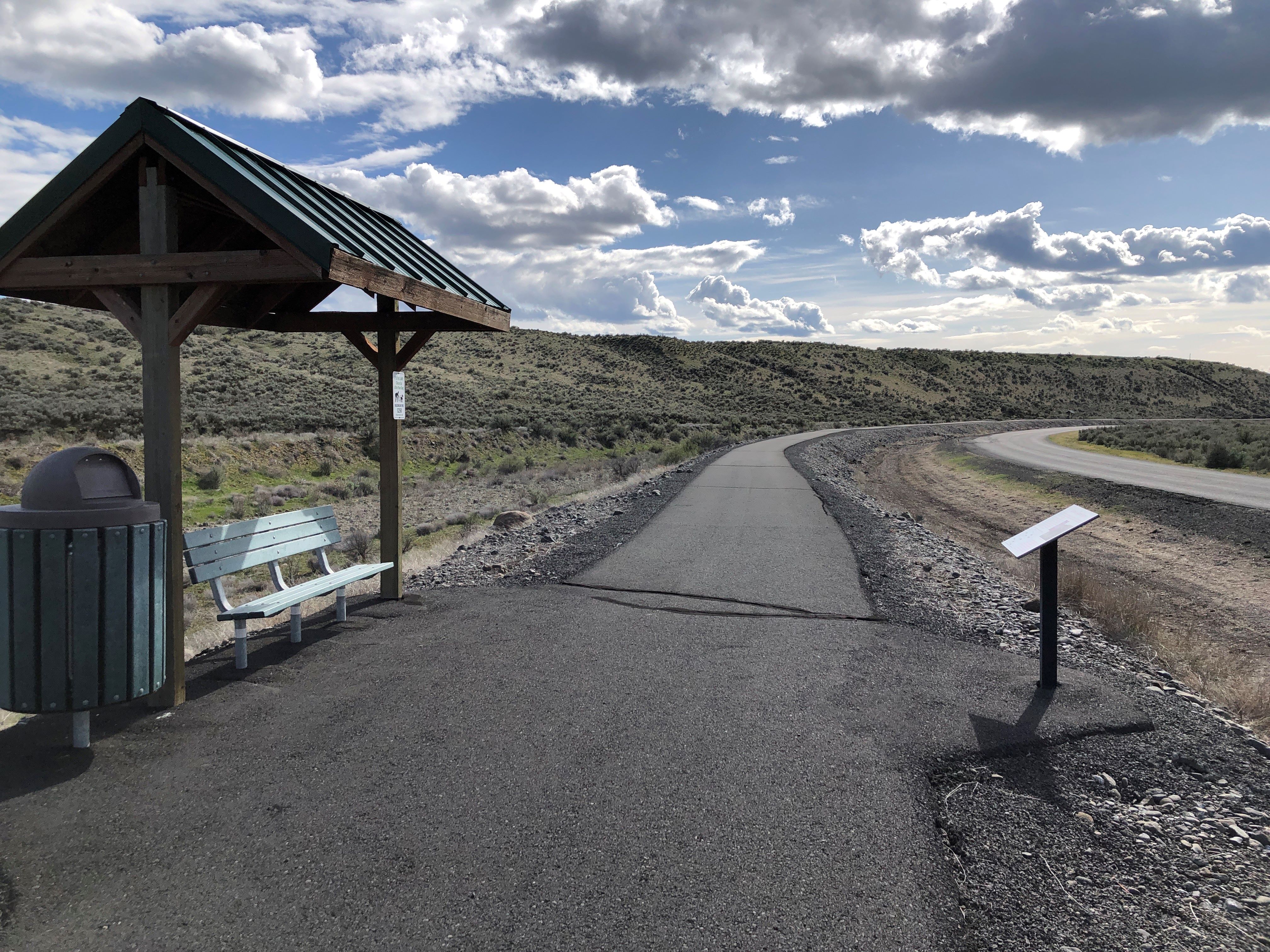 A partly cloudy day at the trailhead along the Wilson Creek Cottontail Trail. Photo by Mary Hartman.