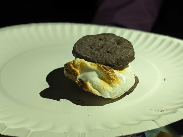 The Girl Scout s'more, made of Thin Mints and a roasted marshmallow. Photo by Tiffany Chou.