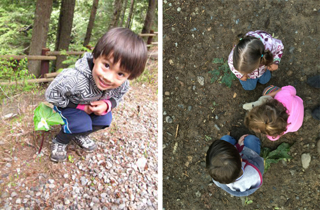 Kids discovering on trail signora d brookio