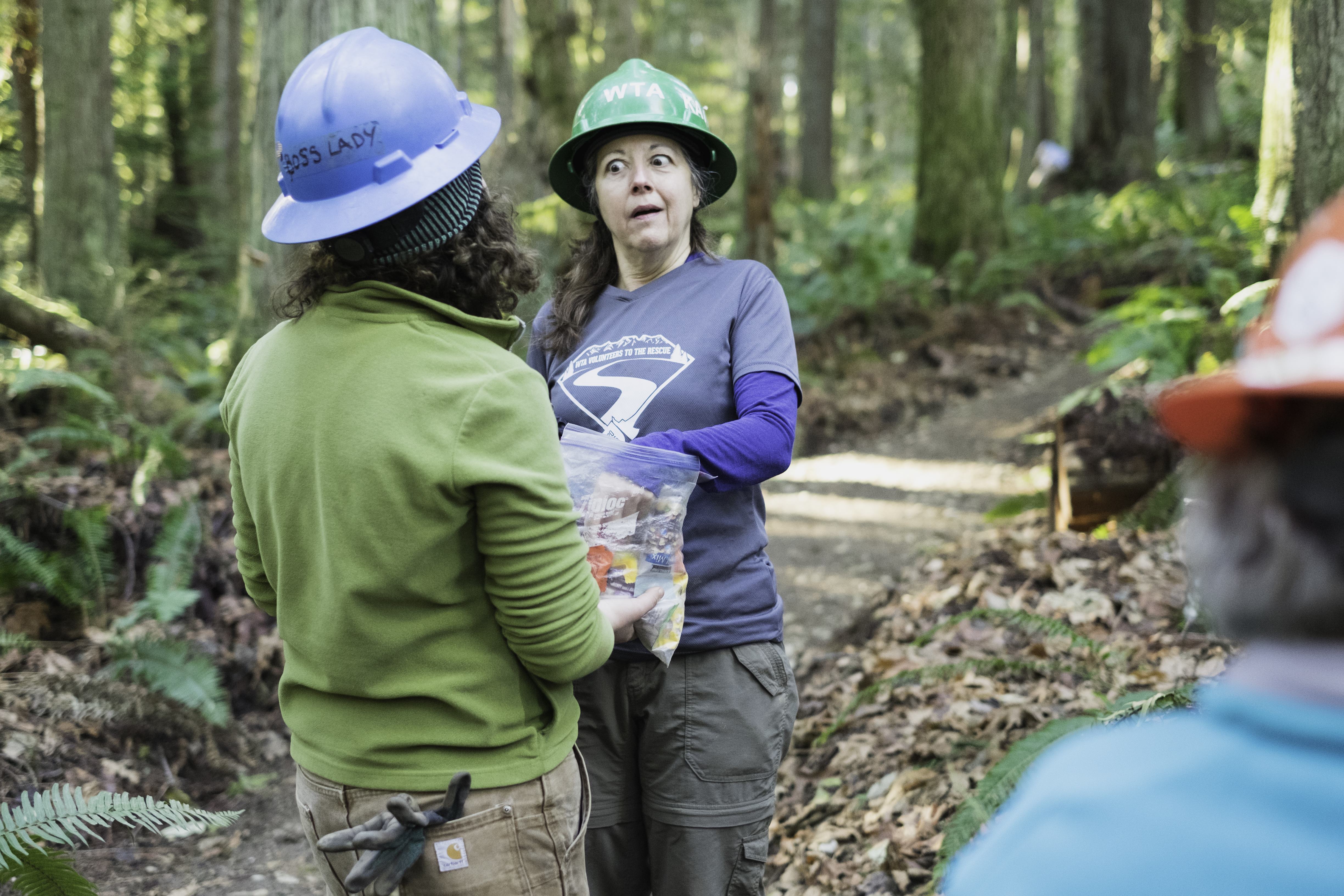 Volunteer enjoying snack break