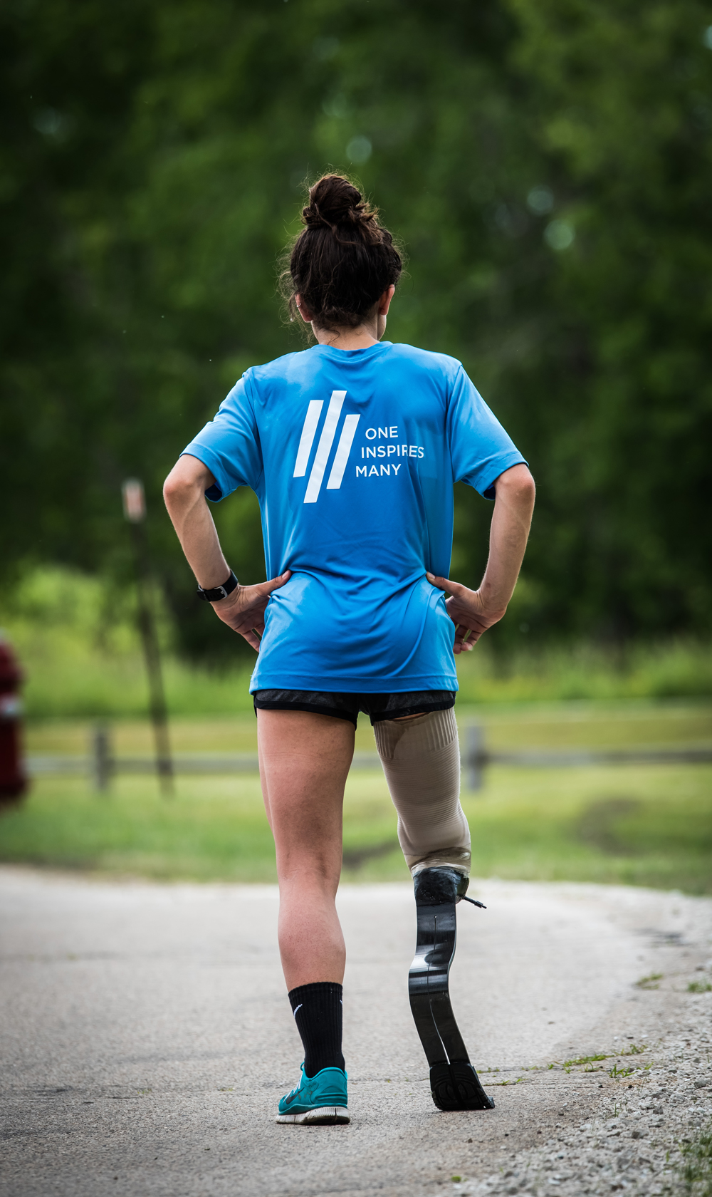 In addition to hiking, Angelina competes in triathlons.