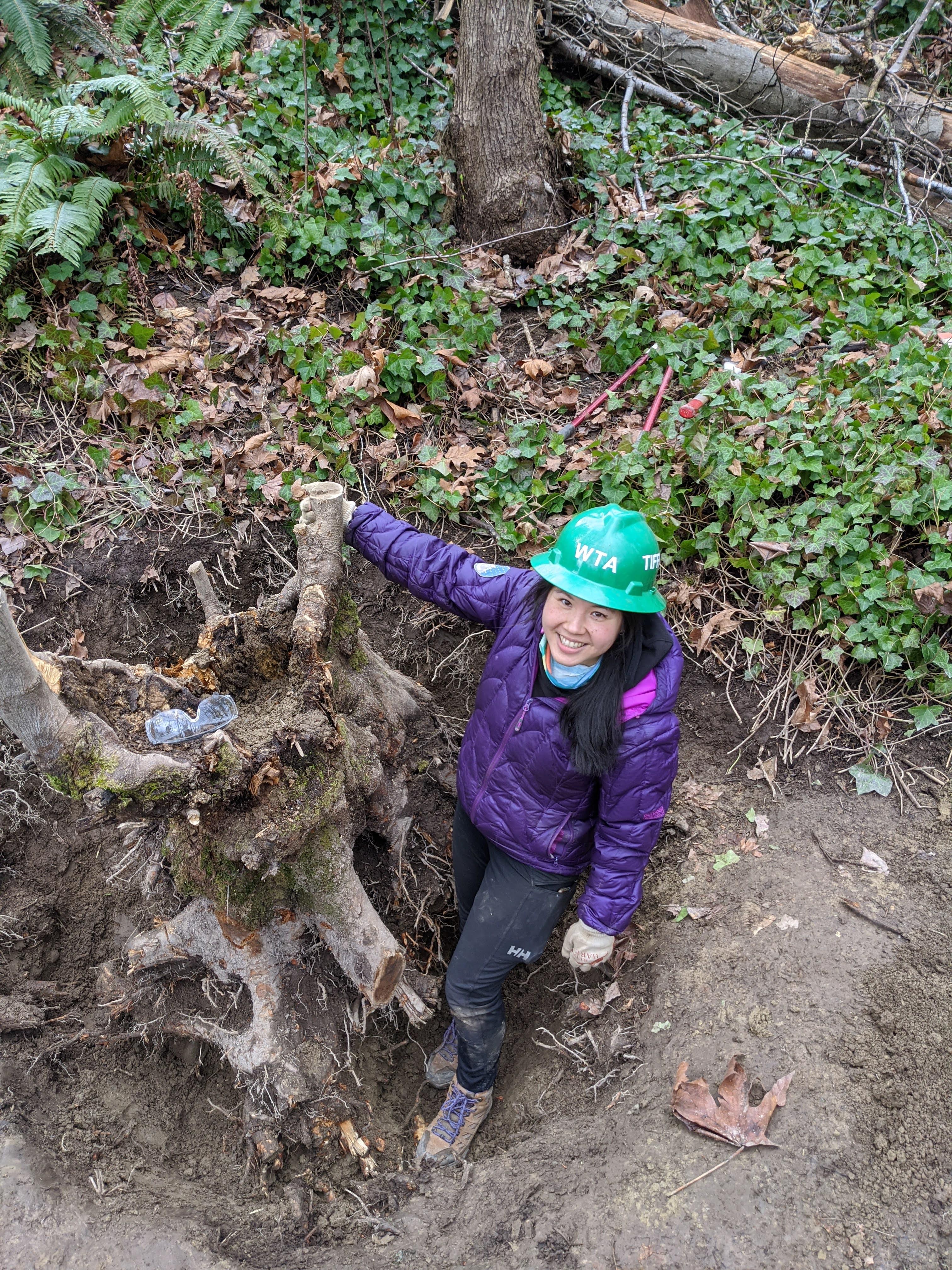 Tiffany doing trail work