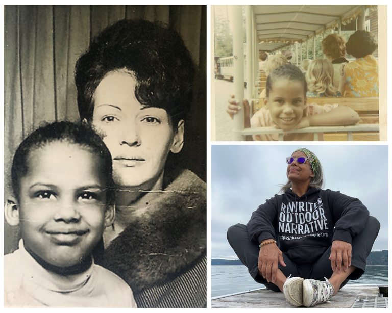 Three images of Denice Rochelle in Washington over the years, including a photo with her mom.