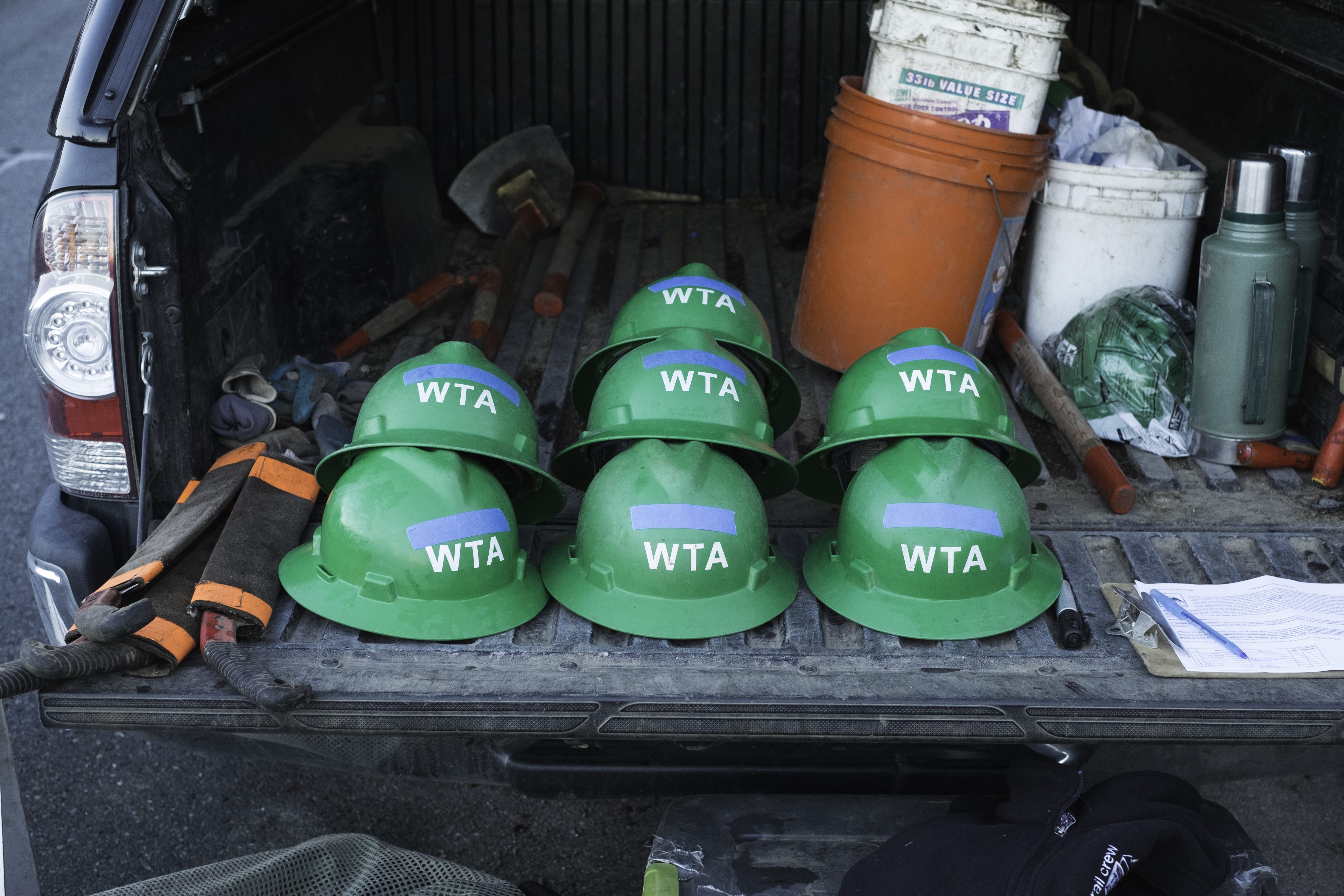 Hard hats for volunteers