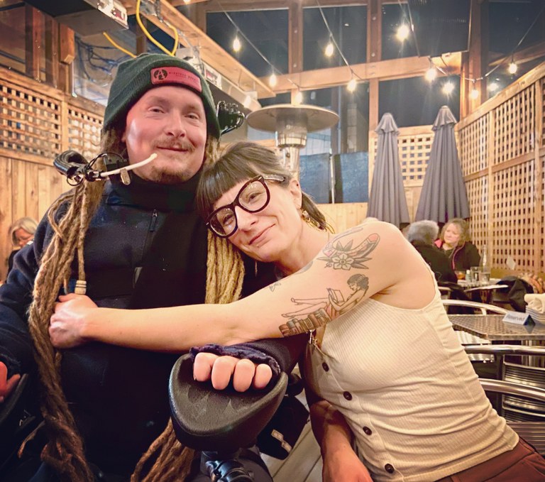 an and his fiancée, Celina Smith. Celina helps organize the Sea to Sound event along with Ian, his mother and others. Photo courtesy Ian Mackay Ian and his partner embrace.