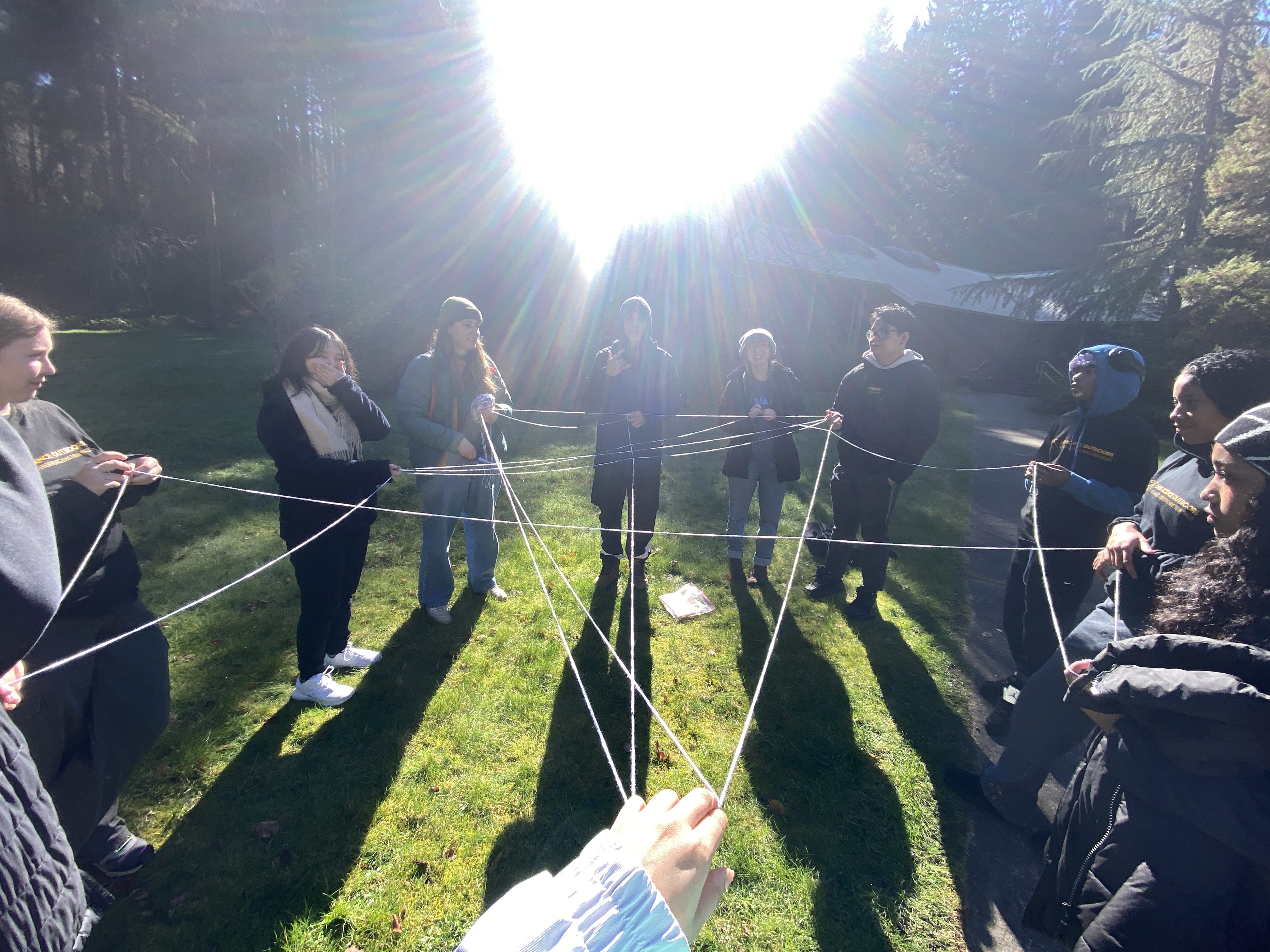 Lincoln High School students in an activity at Mount Rainier Institute. Photo by Natalie Reszka