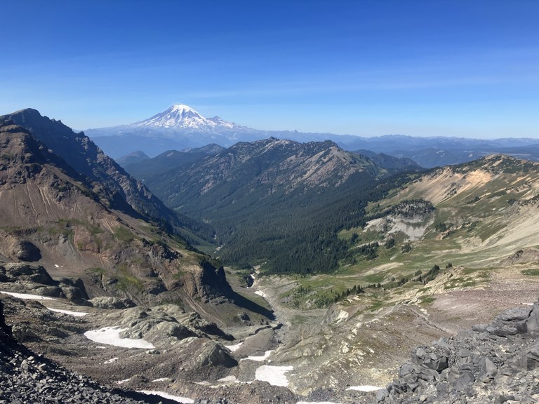 Views from the Goat Rocks are spectacular. Hikers travel statewide to experience them. Photo by Andrea Imler Mount Rainier and the Goat Rocks.