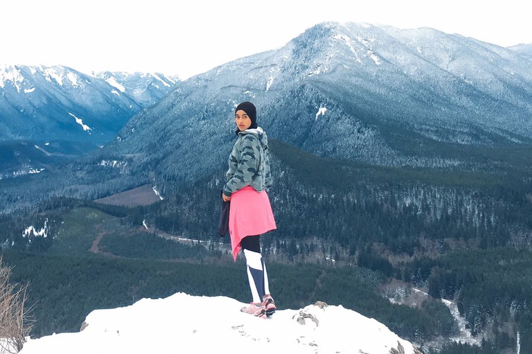 Hamziye atop Rattlesnake. Photo courtesy Hamziye Aman. Hamziye atop Rattlesnake. Photo courtesy Hamziye Aman.