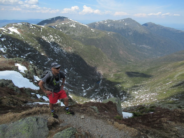Craig hiking along the Presidential Traverse.