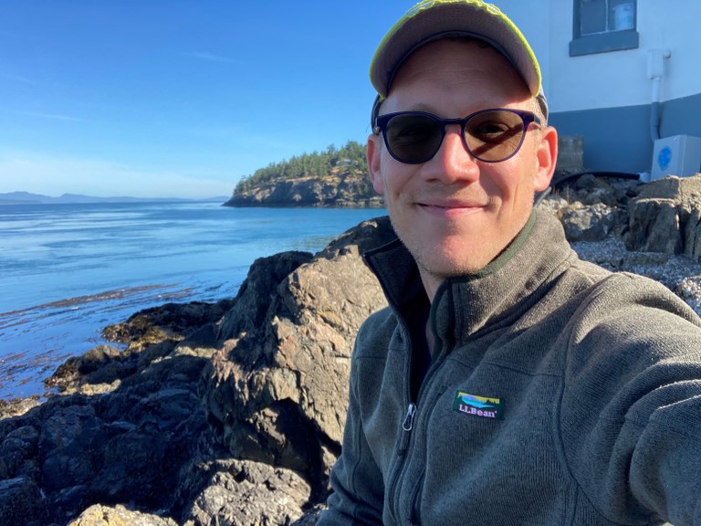 Selfie. Photo by Matt Leaman.  Smiling selfie at Lime Kiln State Park. Photo by Matt Leaman.