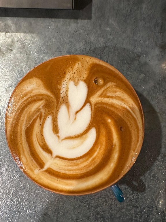 The focus at Anjou: coffee over added flavors. This keeps the highlight to their awesome roaster partners, Caffe Vita. Photo courtesy of Anjou A designed coffee with a plant made out of foam.