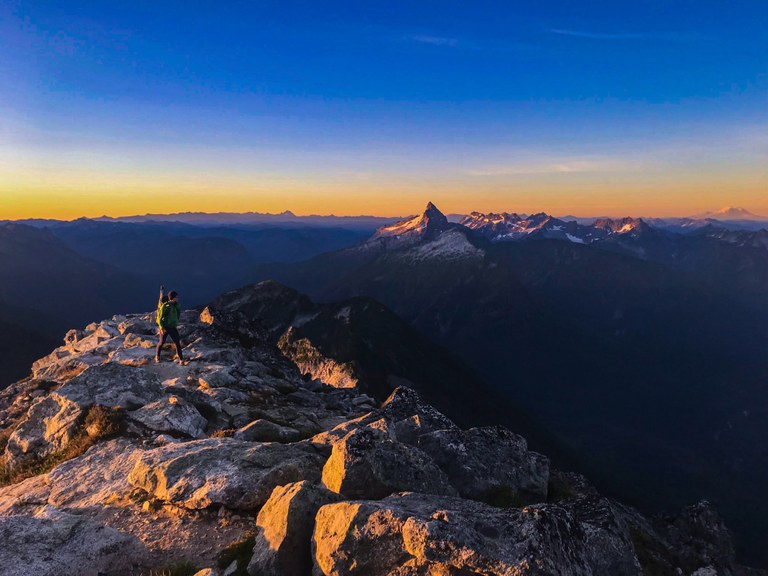Colorful sunset atop Mount Pugh