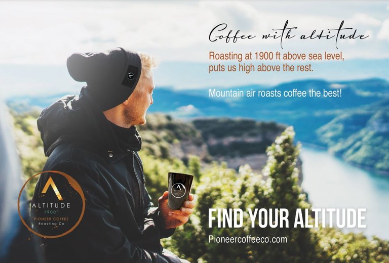 Refuel with Pioneer Coffee Co. on your way along the I90 corridor. Photo courtesy of Pioneer Coffee Co. A graphic about Pioneer Coffee Co.