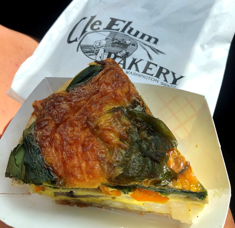 A slice of vegetarian quiche.