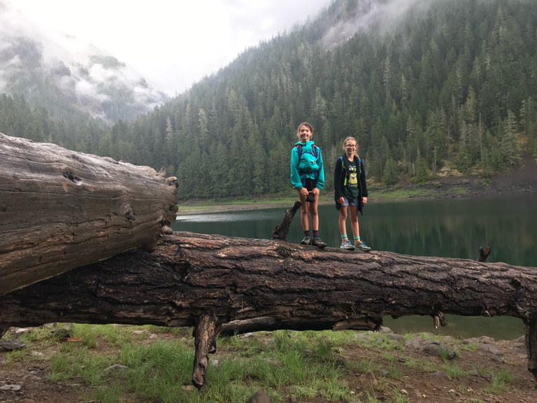 Chloe and Lu stop for a photo along one of their hikes.