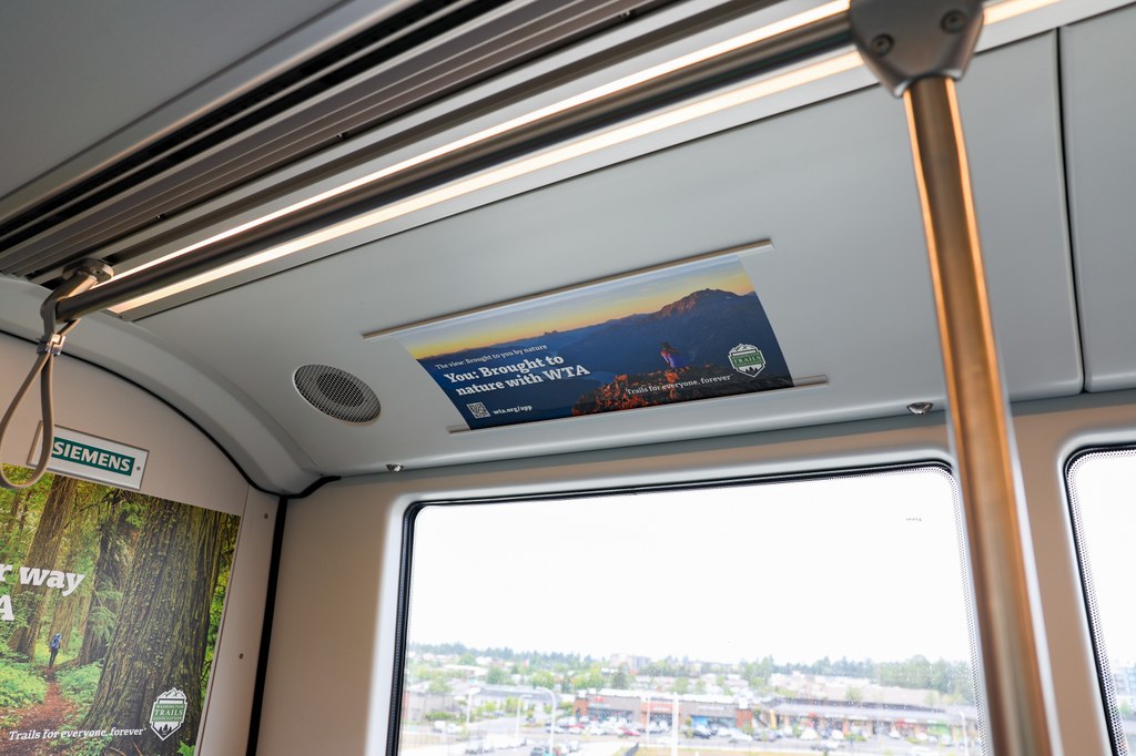 WTA ad on Sound Transit. WTA advertisement on Link Light Rail.