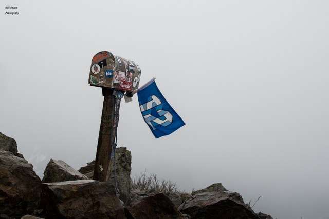 Flag and Fog on Mailbox Peak