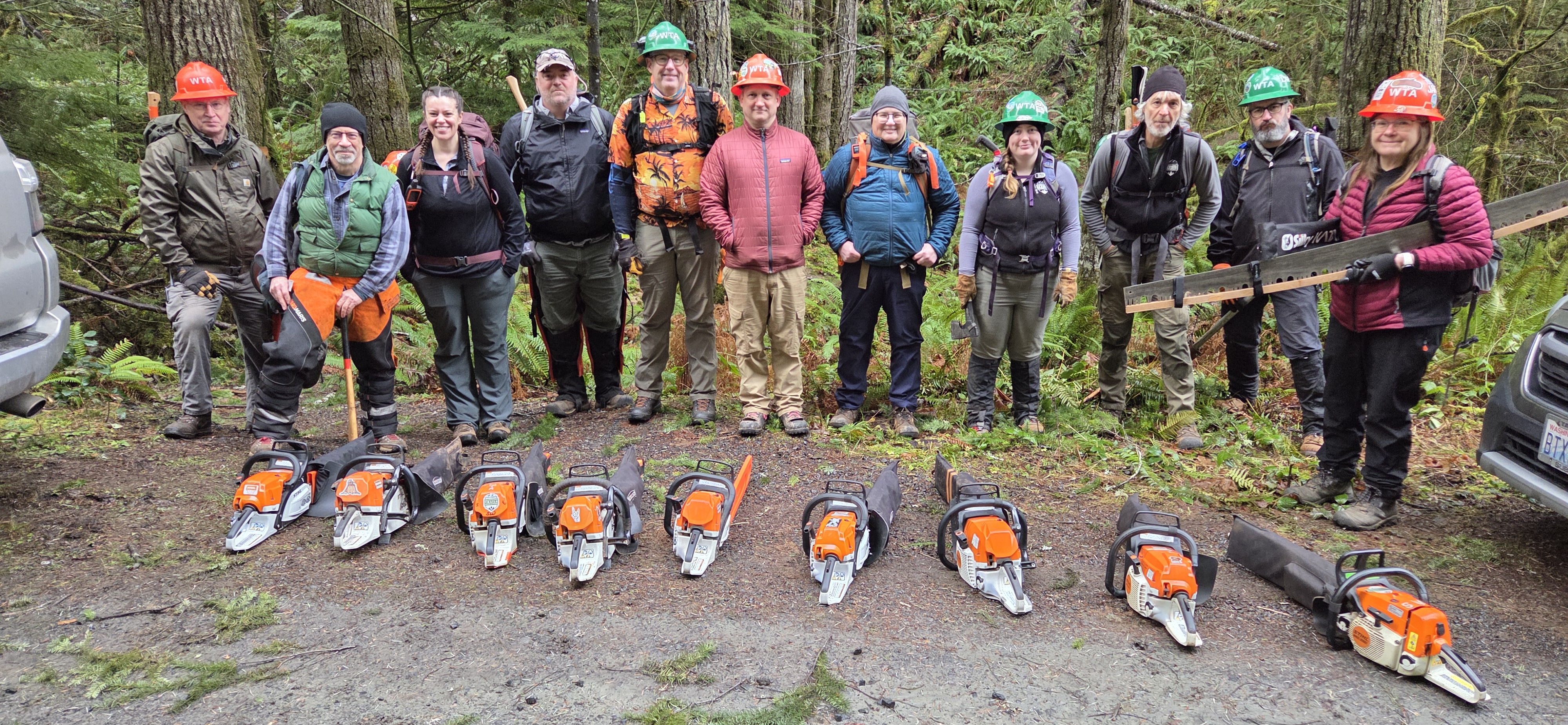 The crew ready to tackle clearing the way.