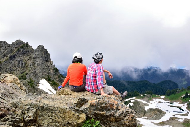Hikers enjoying the view atop Church Mountain in the Mt. Baker - Snoqualmie National Forest. Photo by Jason Chiu.