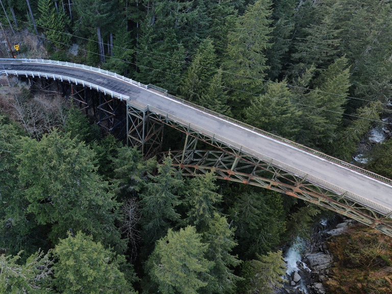 An aerial view of the Fairfax Bridge. Photo courtesy of the Washington State Department of Transportation. 
