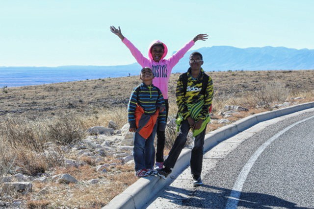 Christina Benton's kids (Joshua, Averie, and Nathaniel) had a great time on their more than two month road trip this winter. Photo courtesy Christina Benton.