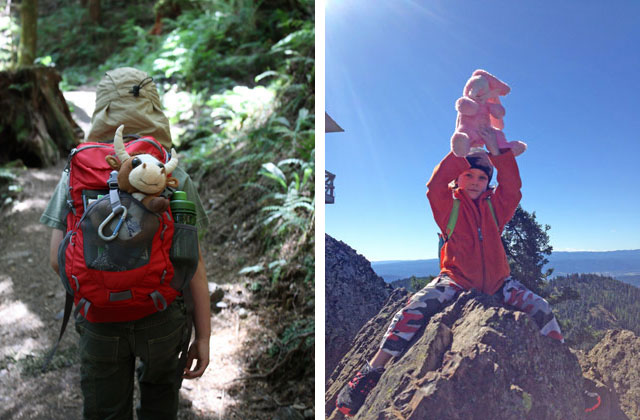 Let your child bring his or her favorite stuffed toy on trail for great photos and moral support. Photo by Brett Sport. 