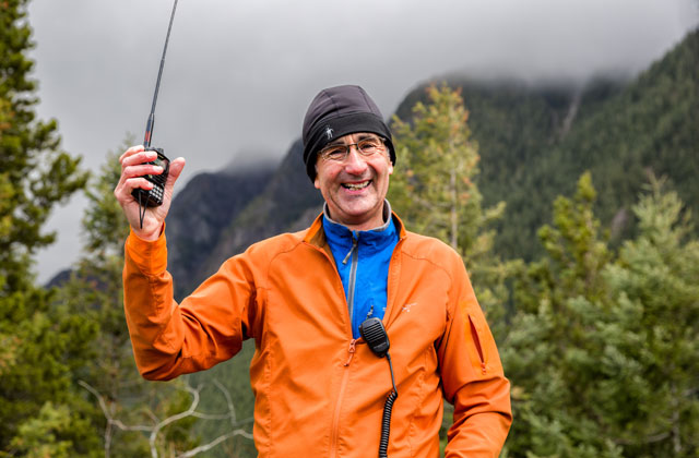 A happy Tim Nair after a successful SOTA activation. Photo by Daniel Silverberg. 