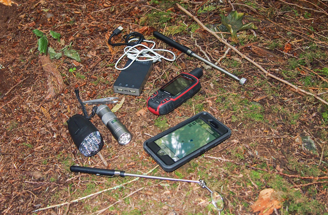 The tools of the geocaching trade are basic, but simple items like these can give you a big advantage. Photo by Kathy Bogaards. 