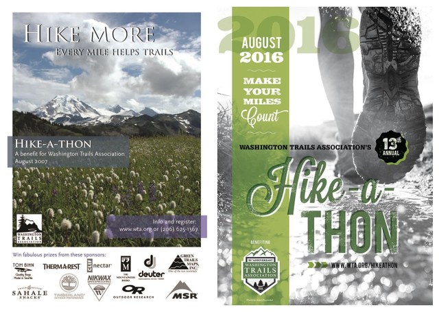 Hike-a-Thon Then and Now: posters from 2007 and 2016