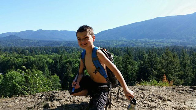 Jacob on trail. Photo courtesy of Kristina Schemnitzer. 