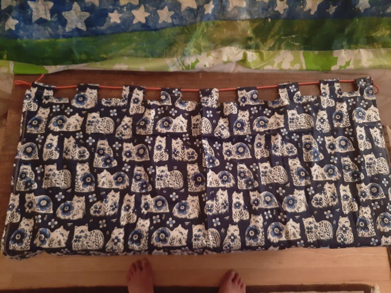 Curtains Curtains with a cat print.