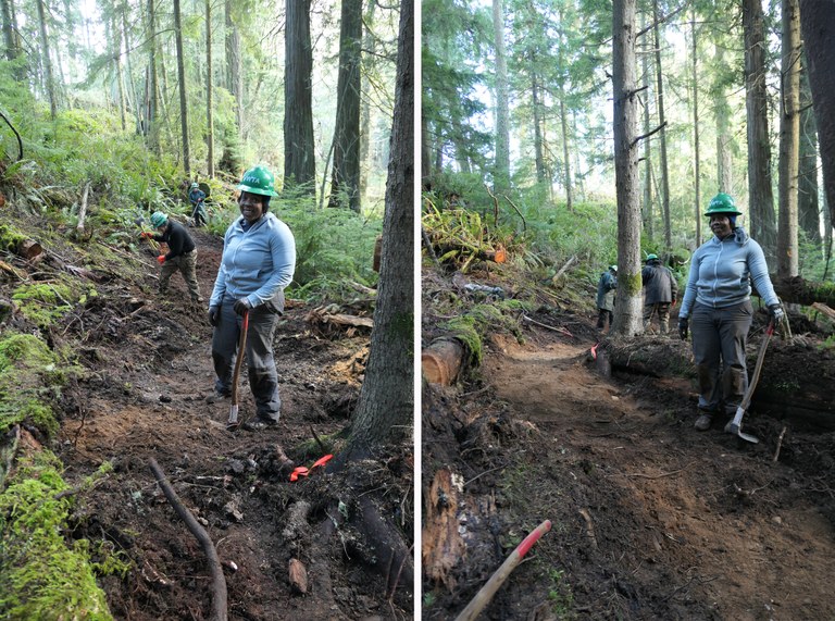 Before and after work on Striped Peak. Photo by Becca Wanagel. 