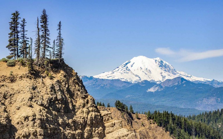 View of Mount Rainier from Devil's Slide via the Gold Creek trail. Photo by mytho-man.