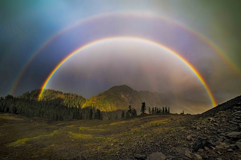 Double rainbow at Artist Point. Photo by Clement Stevens