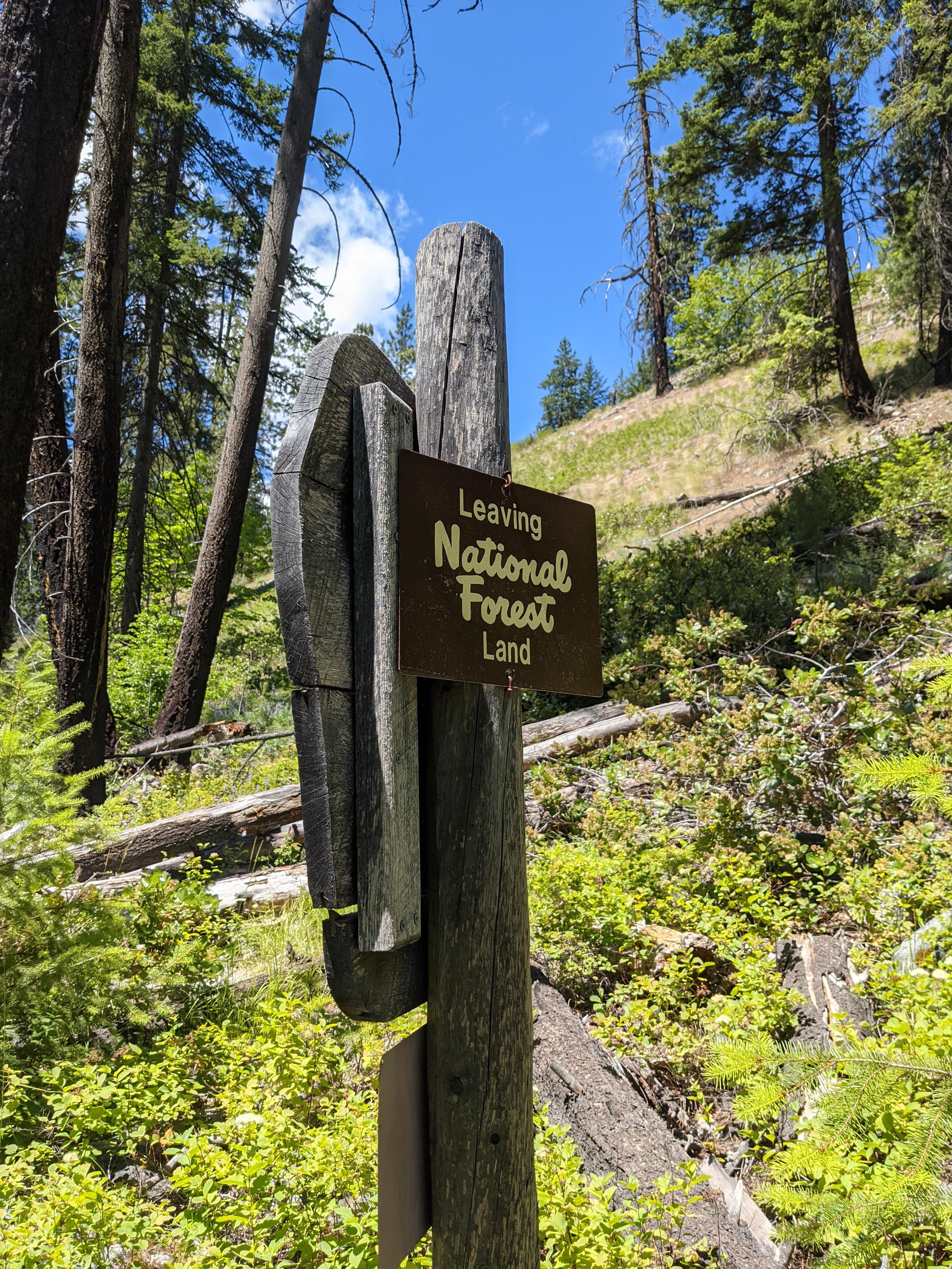 Sign: Leaving National Forest Land
