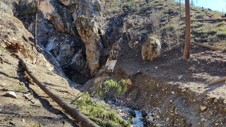 Damage along Flick Creek on the Chelan Lakeshore Trail in March 2026. Photo by trip reporter AsphodelMeadowlark52212.