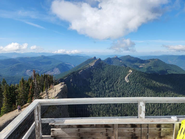 Looking out from the platform on the High Rock lookout tower. Photo by trip reporter Ajbirg. 