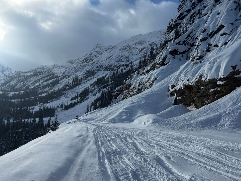 Highway 20 in the snow with Washington State Department of Transportation staff. Photo courtesy of WSDOT. 