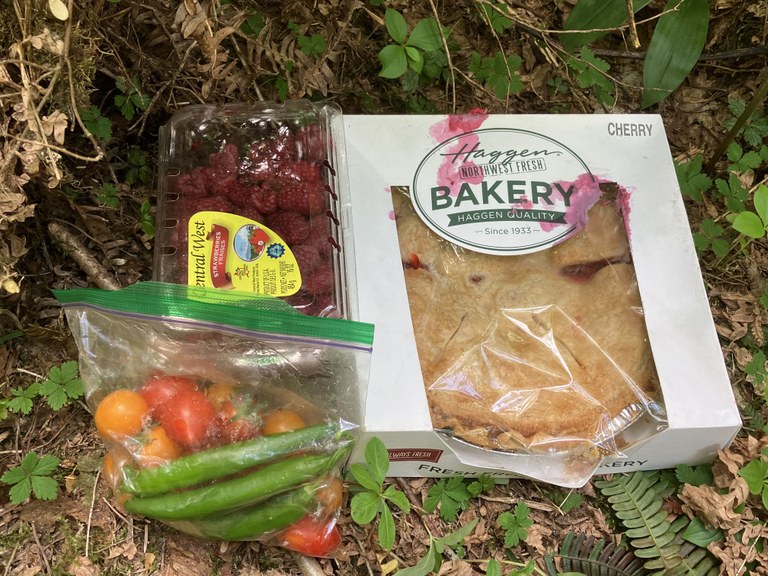 Fresh tomatoes and a pie courtesy Mike Read
