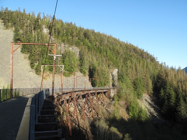 A view of a trestle bridge along the John Wayne Pioneer Trail near Rattlesnake Lake. Photo by wafflesnfalafel.